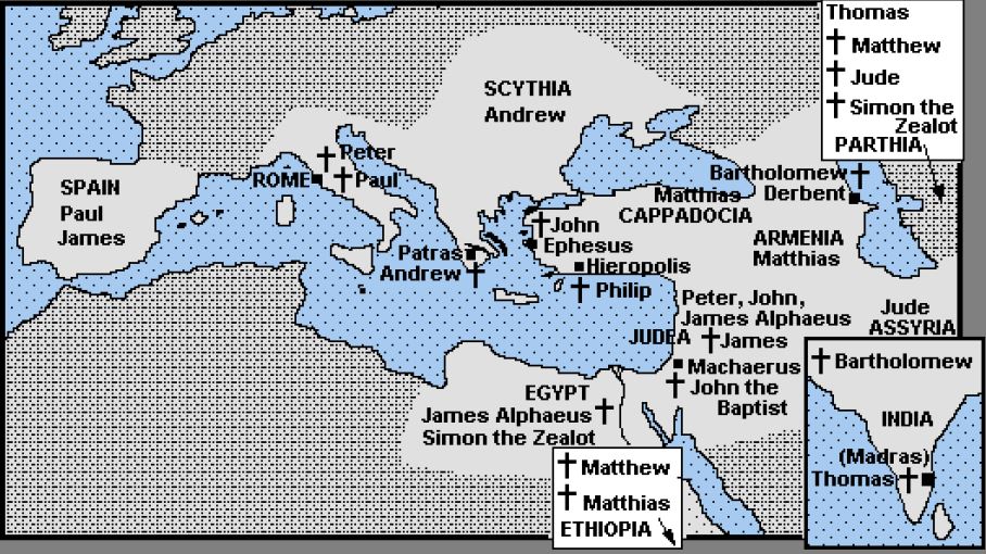locations of Christs Apostles