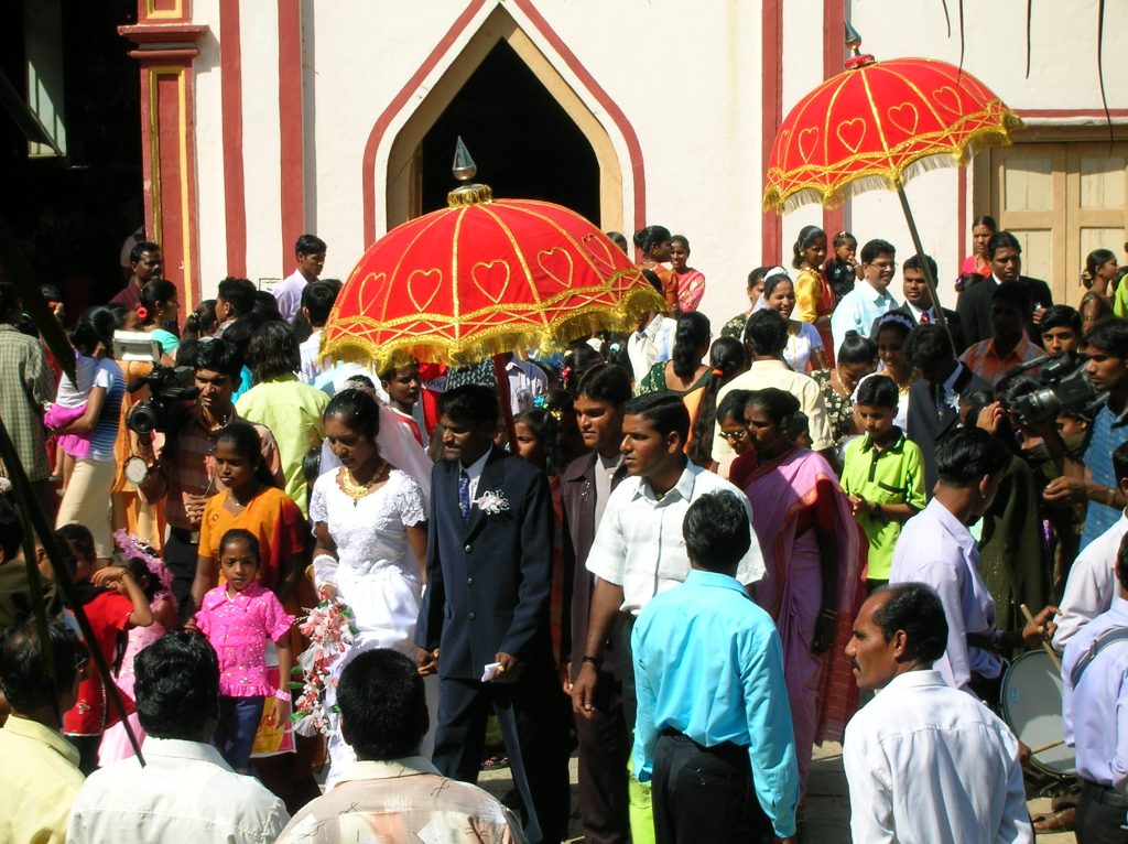 East Indian Couple after marrying in the Church
