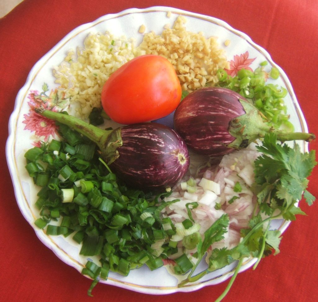 East Indian ingredients for Zavla and brinjal